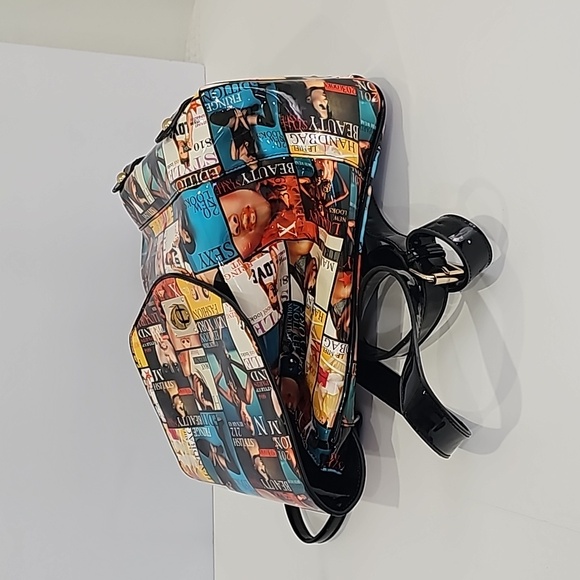 Magazine Cover Collage patent leather Backpack & Wallet Set - Picture 6 of 8